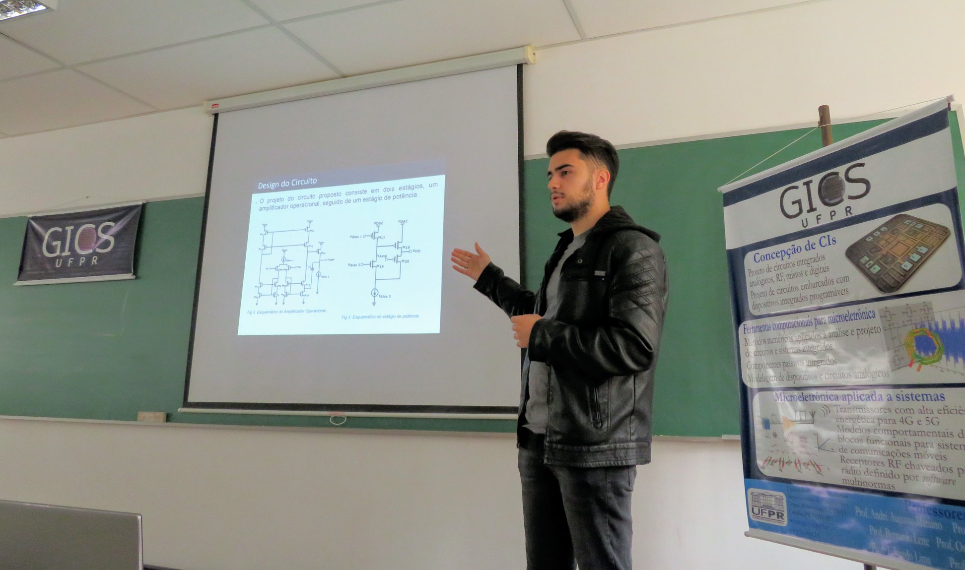 Bruno Carneiro apresentou o trabalho "Driver de corrente dedicado a amplificadores de potência".