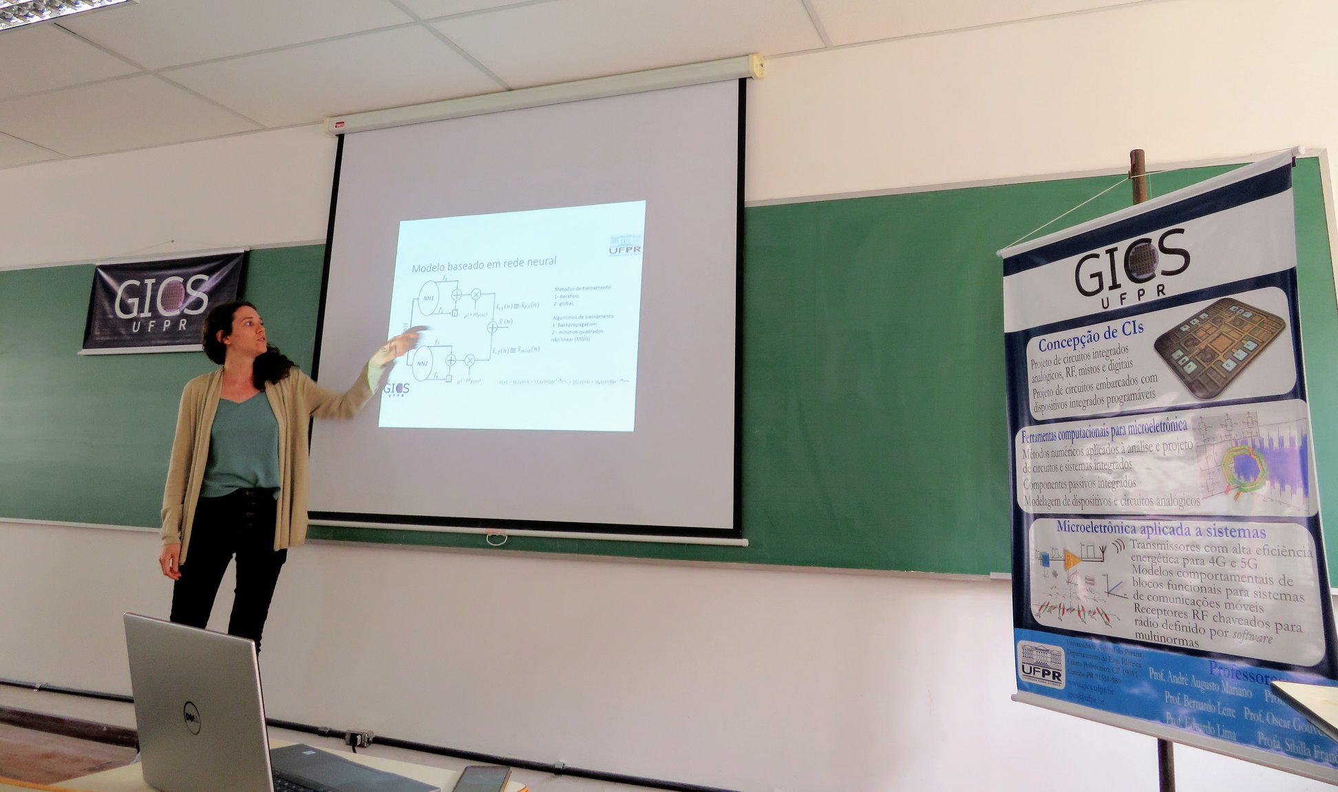 Luiza Freire apresentou o trabalho "Métodos de treinamento para modelos de modulador IQ em conjunto com PA baseados em redes neurais".