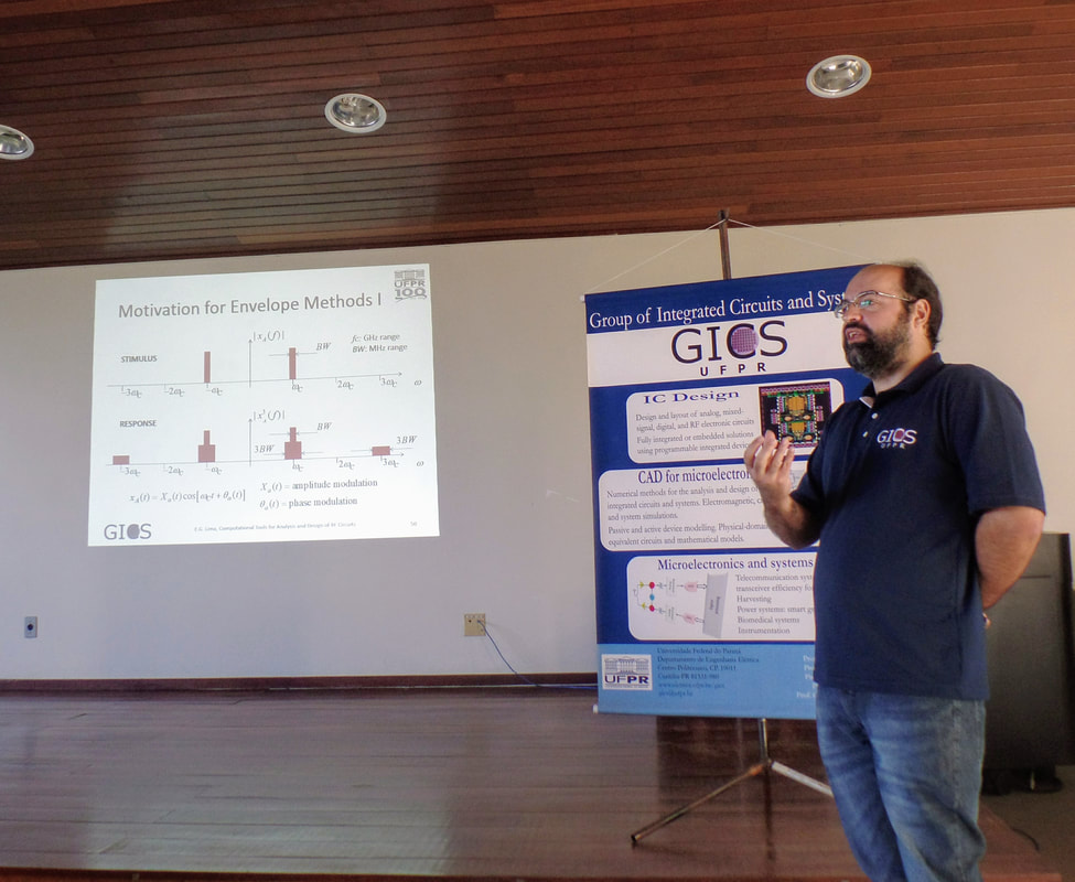 Prof. Eduardo Gonçalves de Lima apresentou o ateliê "Ferramentas computacionais para análise e projeto de circuitos RF".